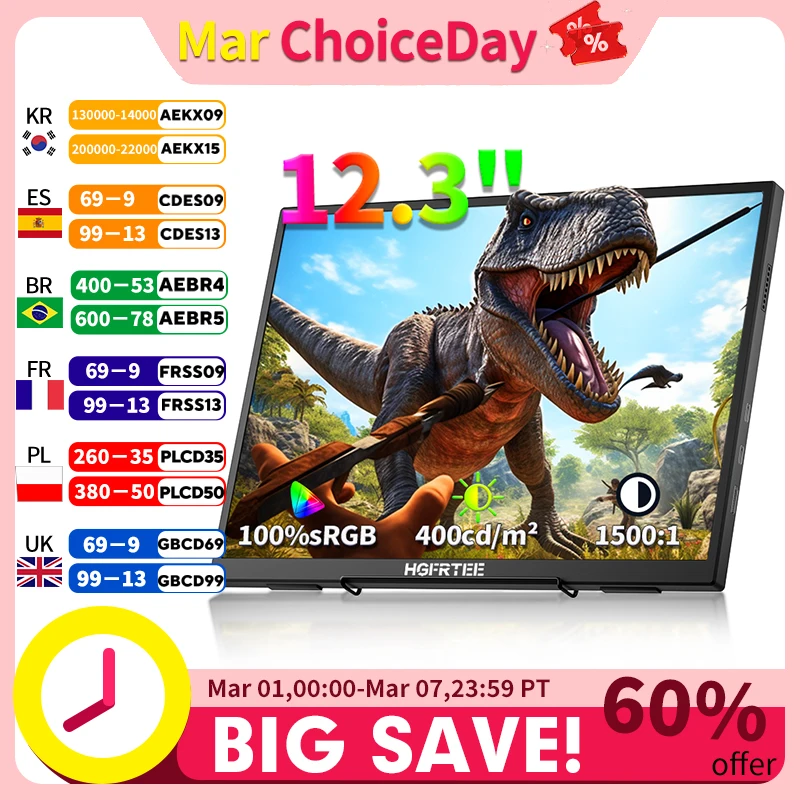 HGFRTEE 12.3inch Portable Monitor 3:2 400Cd/m² 100%sRGB second screen Gaming Extended Display for Mac Phone PS5 Xbox Switch
HGFRTEE 12.3inch Portable Monitor 3:2 400Cd/m² 100%sRGB second screen Gaming Extended Display for Mac Phone PS5 Xbox Switch