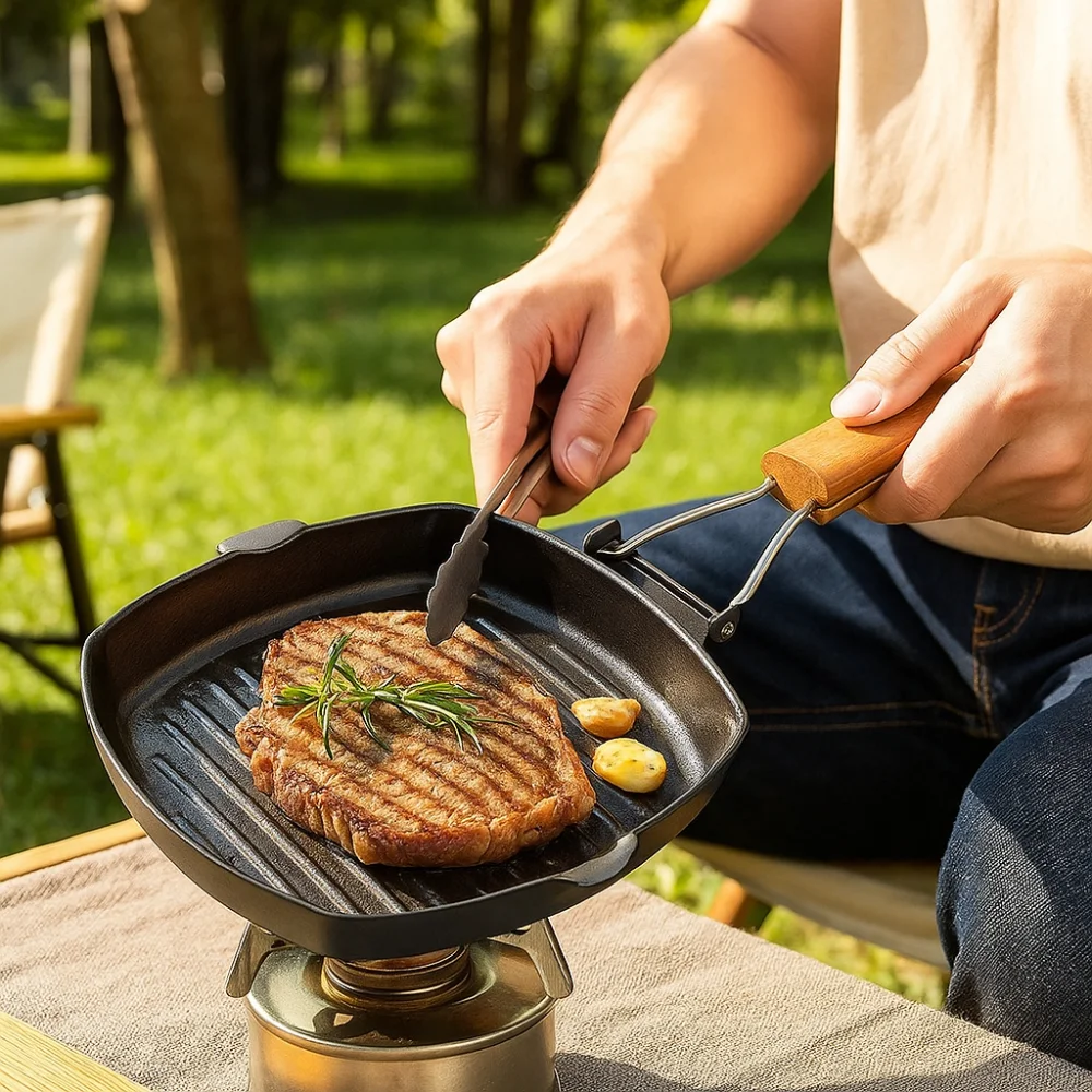 Portable Hand Forging Cast Iron Pan Non Stick Uncoated Picnic Grill Pan no Lid Wooden Handl Steak Frying Pan Outdoor BBQ
Portable Hand Forging Cast Iron Pan Non Stick Uncoated Picnic Grill Pan no Lid Wooden Handl Steak Frying Pan Outdoor BBQ