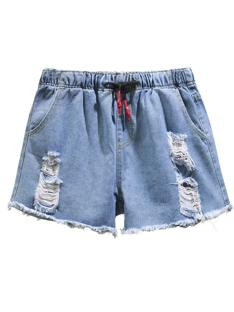plus Size Elastic Waist Denim orts Women Summer Loose Hole Ripped Wide Leg Hem A-Line Hot Pants Casual High Waist Jeans
plus Size Elastic Waist Denim orts Women Summer Loose Hole Ripped Wide Leg Hem A-Line Hot Pants Casual High Waist Jeans