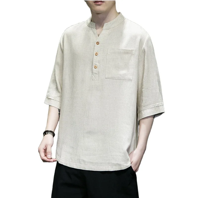 Summer New Chinese Style Men's Solid Color Five-quarter Sleeve T-shirt Large Size Trendy Casual Half-sleeve Top
Summer New Chinese Style Men's Solid Color Five-quarter Sleeve T-shirt Large Size Trendy Casual Half-sleeve Top