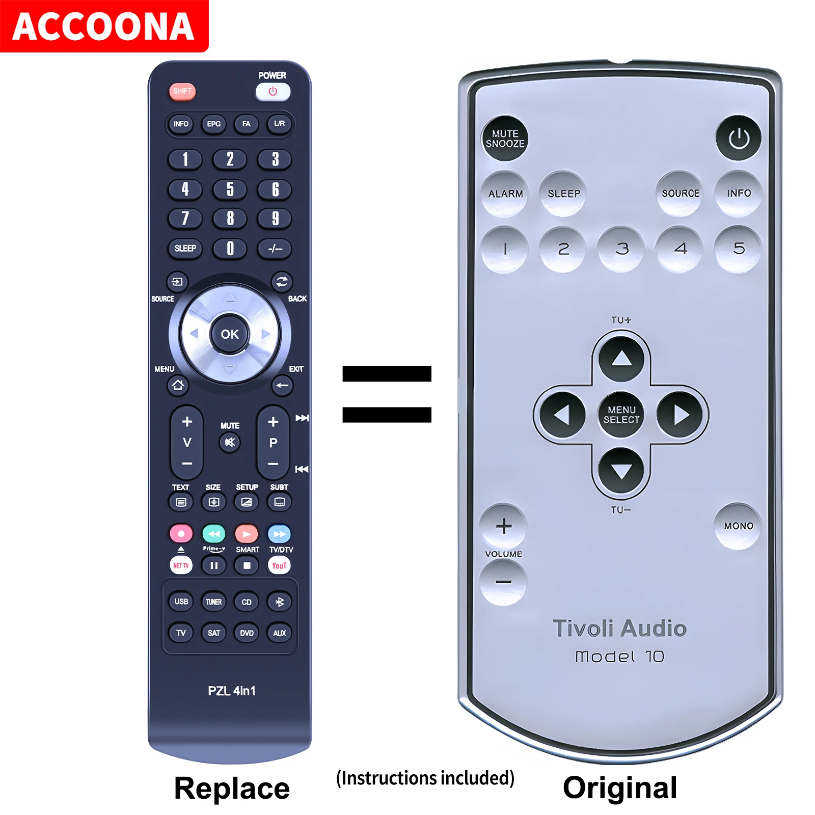 Пульт дистанционного управления для TIVOLI AUDIO Model 10 и Model 10 + PLUS
Пульт дистанционного управления для TIVOLI AUDIO Model 10 и Model 10 + PLUS