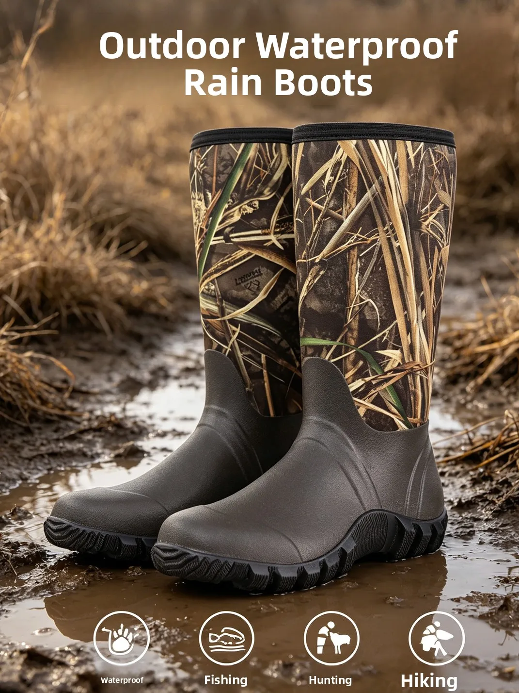 Lightweight Men's High-Cut Camouflage Print Rain Boots Waterproof Outdoor Hunting Boots Hiking Waterproof Shoes Rubber Fishin...
Lightweight Men's High-Cut Camouflage Print Rain Boots Waterproof Outdoor Hunting Boots Hiking Waterproof Shoes Rubber Fishin...