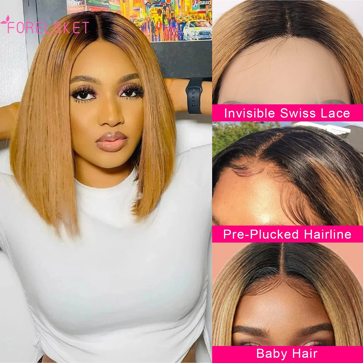 Ombre Brown Straight Short Bob Human Hair Wig 13x4 HD Lace Front Wig Pre-plucked Baby Hair Remy Brazilian 1B/30 Color Wigs
Ombre Brown Straight Short Bob Human Hair Wig 13x4 HD Lace Front Wig Pre-plucked Baby Hair Remy Brazilian 1B/30 Color Wigs