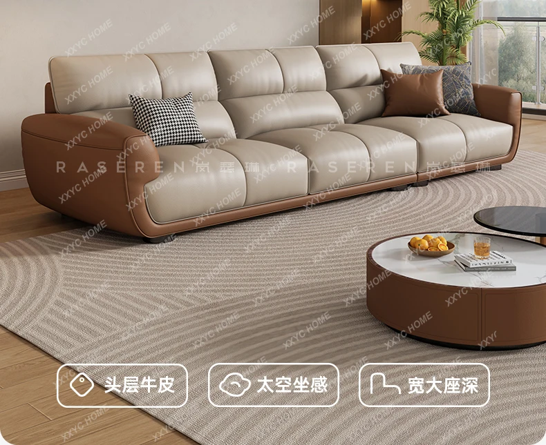 L light luxury leather sofa, living room simple modern size apartment straight row cream style
L light luxury leather sofa, living room simple modern size apartment straight row cream style