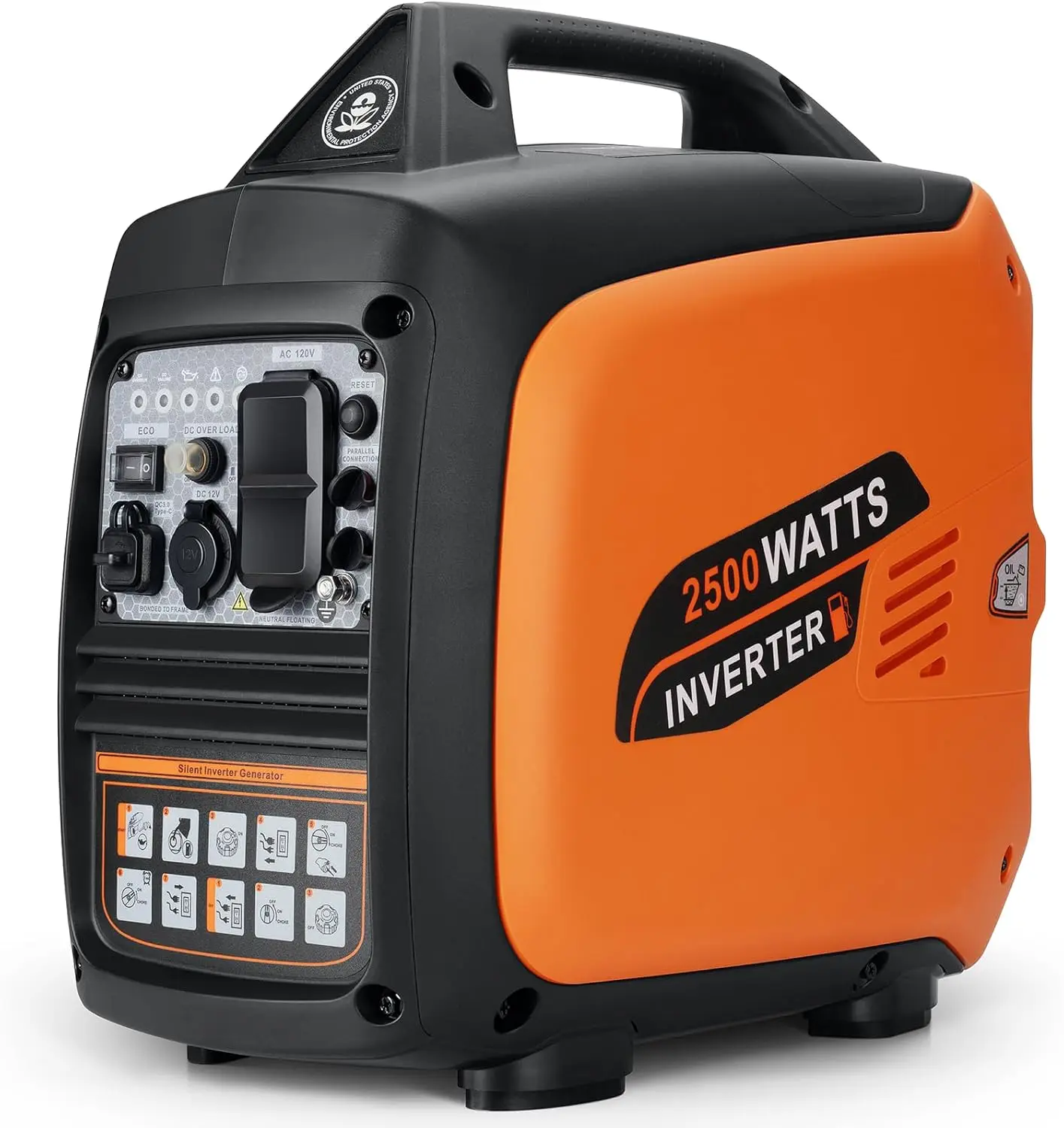 Portable Inverter Generator 2500W Gas Powered,Long Runtime Gas Generators For Home Use,Camping,Super Quiet Emergency Home Backup 
Portable Inverter Generator 2500W Gas Powered,Long Runtime Gas Generators For Home Use,Camping,Super Quiet Emergency Home Backup