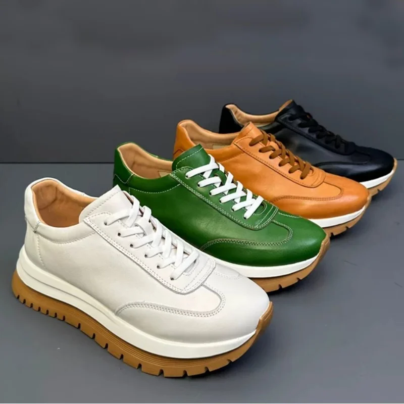 Low-top Sneakers Men Shoes Genuine Leather Casual Shoes Men's Breathable Lace-up Leisure Sport Shoes Thick Bottom Board Shoes
Low-top Sneakers Men Shoes Genuine Leather Casual Shoes Men's Breathable Lace-up Leisure Sport Shoes Thick Bottom Board Shoes