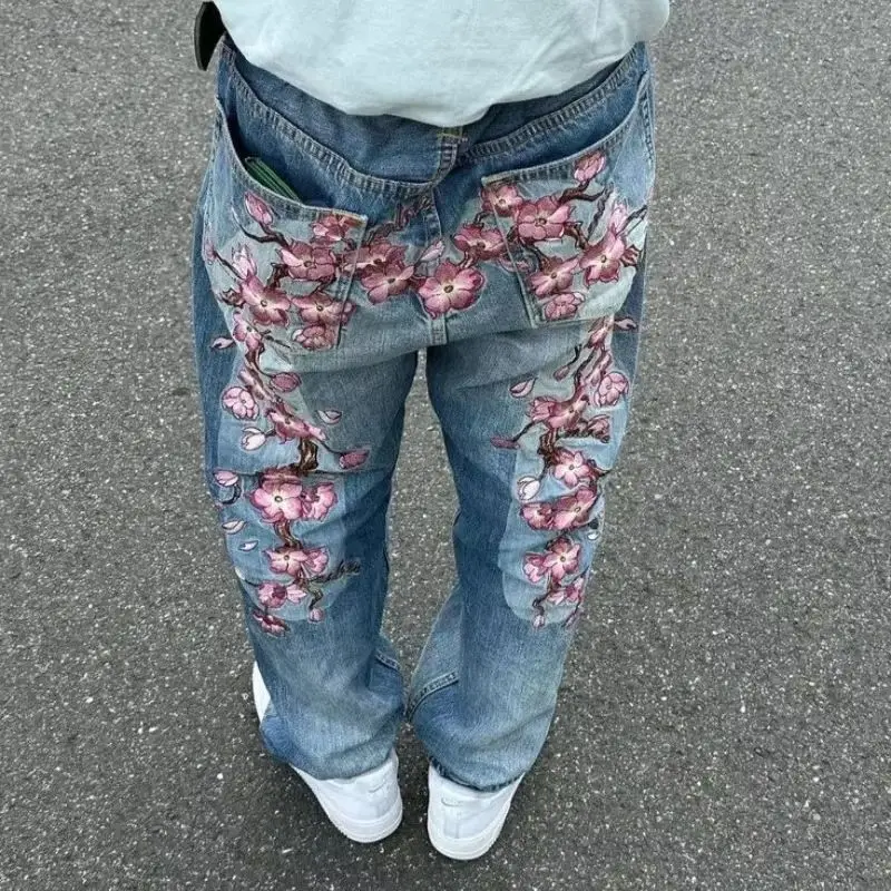 Deeptown American Retro Cherry Blossom Embroidery Jeans Man Women Gothic Y2K Baggy Harajuku Hip-Hop Casual Wide Jeans Streetwear
Deeptown American Retro Cherry Blossom Embroidery Jeans Man Women Gothic Y2K Baggy Harajuku Hip-Hop Casual Wide Jeans Streetwear