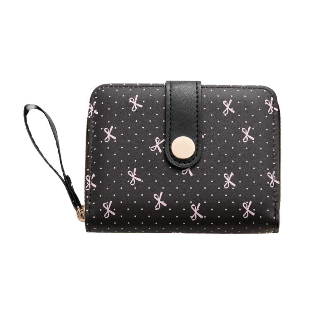 Multifuctional Polka Dots Wallet Zipper Closure Floral Print Leather Short Wallet With Wristlet Strap Snap Button Bow Coin Purse
Multifuctional Polka Dots Wallet Zipper Closure Floral Print Leather Short Wallet With Wristlet Strap Snap Button Bow Coin Purse