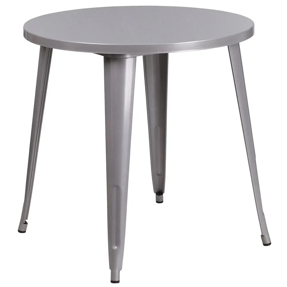 30 Round Metal Dining Table, Silver Powder Coat Finish, 1.25 Thick Top, Brace for Extra Stability, Rubber Floor Glides, Industr
30 Round Metal Dining Table, Silver Powder Coat Finish, 1.25 Thick Top, Brace for Extra Stability, Rubber Floor Glides, Industr