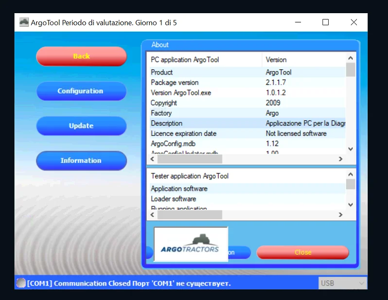 SpecDiag Argo Tool 3.3.0.2 DIAGNOSTIC SOFTWARE For Landini \ McCormik \ Valpadana
SpecDiag Argo Tool 3.3.0.2 DIAGNOSTIC SOFTWARE For Landini \ McCormik \ Valpadana