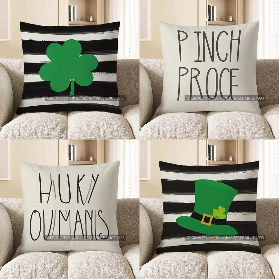 Домашний декор в черно-белую полоску с зеленым клевером, наволочка с рисунком, подходит для дивана, спальни, автомобиля, наволочка
Домашний декор в черно-белую полоску с зеленым клевером, наволочка с рисунком, подходит для дивана, спальни, автомобиля, наволочка