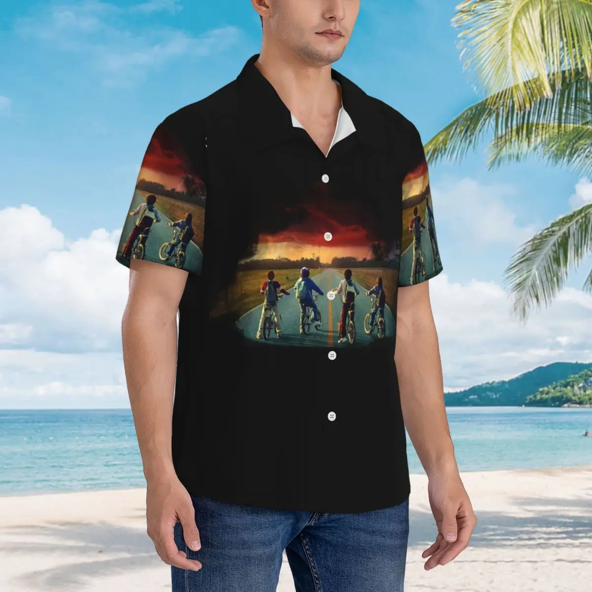 Гавайские рубашки Stranger School Things, повседневная мужская рубашка с коротким рукавом для летнего пляжа, мужские топы на пуговицах
Гавайские рубашки Stranger School Things, повседневная мужская рубашка с коротким рукавом для летнего пляжа, мужские топы на пуговицах