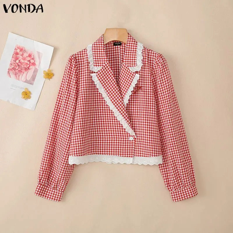 Модная офисная женская рубашка VONDA в клетку с длинным рукавом, отложным воротником и кружевными вставками, повседневная свободная блузка в уличном стиле, элегантный топ 2026
Модная офисная женская рубашка VONDA в клетку с длинным рукавом, отложным воротником и кружевными вставками, повседневная свободная блузка в уличном стиле, элегантный топ 2026