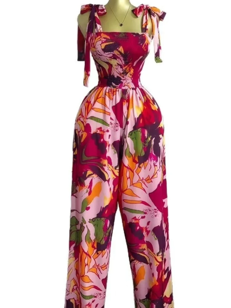 2025 Summer Beach Boho Sleeveless Jumpsuits Leaf Printed Women Bowknot Shoulder Holiday Outfits One Piece Suit Romper
2025 Summer Beach Boho Sleeveless Jumpsuits Leaf Printed Women Bowknot Shoulder Holiday Outfits One Piece Suit Romper