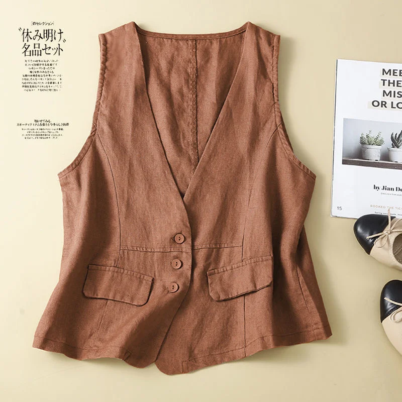 2025 Vest Women Summer Vintage Cotton Linen Vest V-neck Casual Sleeveless Thin Vest Casual Women Jacket Streetwear Lightweight
2025 Vest Women Summer Vintage Cotton Linen Vest V-neck Casual Sleeveless Thin Vest Casual Women Jacket Streetwear Lightweight