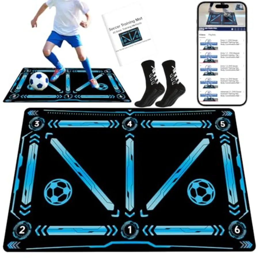 Premium Soccer Training Mat with Video Guide - Non-Slip Soccer Footstep Practice Mat-Training Equipment for Indoor and Outdoor
Premium Soccer Training Mat with Video Guide - Non-Slip Soccer Footstep Practice Mat-Training Equipment for Indoor and Outdoor