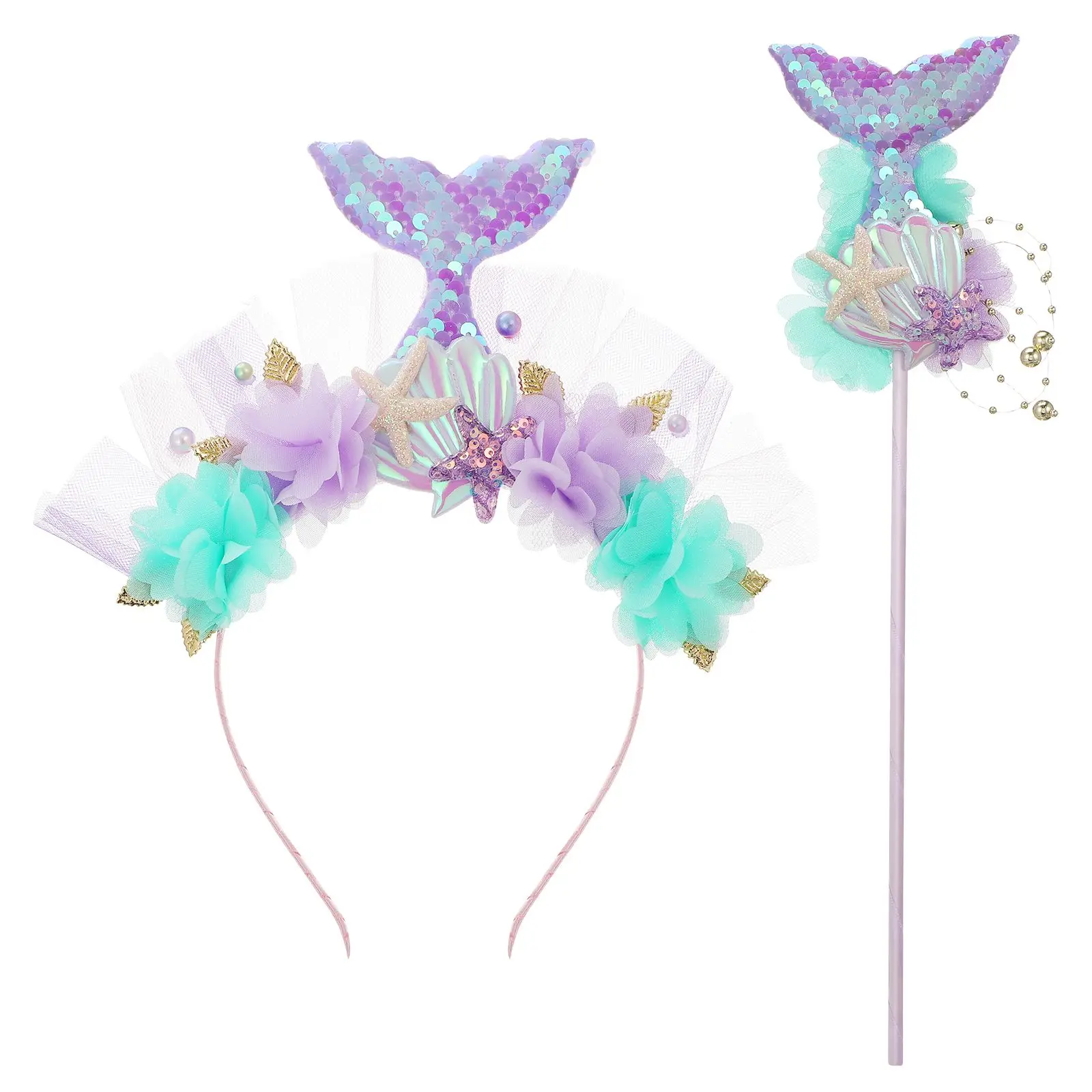 Mermaid Headband Wand Set Sequin Tail Hair Hoop Fairy Wand Costume Props Mermaid Costume Props Girls Accessory Birthday Party
Mermaid Headband Wand Set Sequin Tail Hair Hoop Fairy Wand Costume Props Mermaid Costume Props Girls Accessory Birthday Party