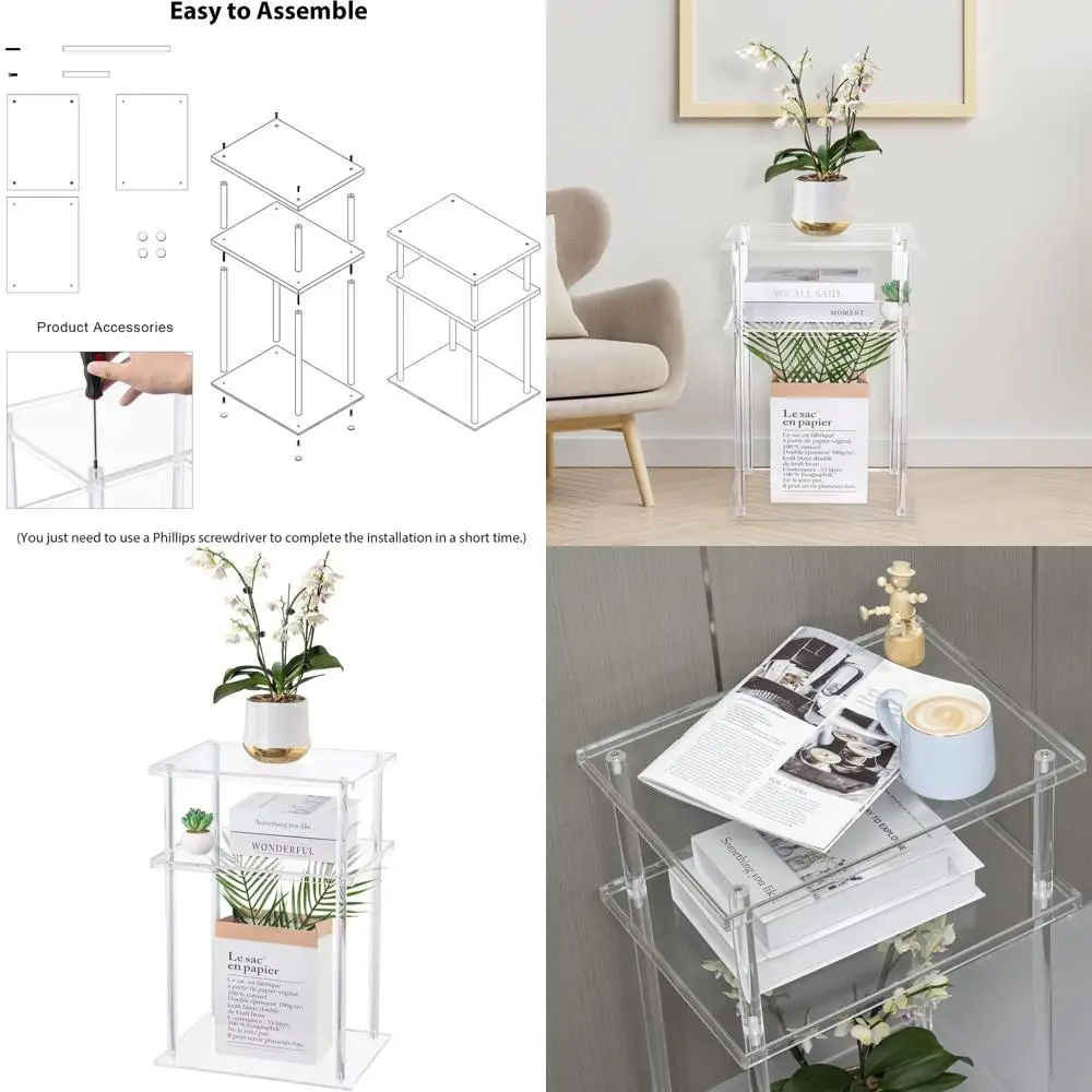 Трехуровневый прозрачный акриловый приставной столик, современная мебель для гостиной и спальни, 15.7x11.8x23.2 дюйма
Трехуровневый прозрачный акриловый приставной столик, современная мебель для гостиной и спальни, 15.7x11.8x23.2 дюйма
