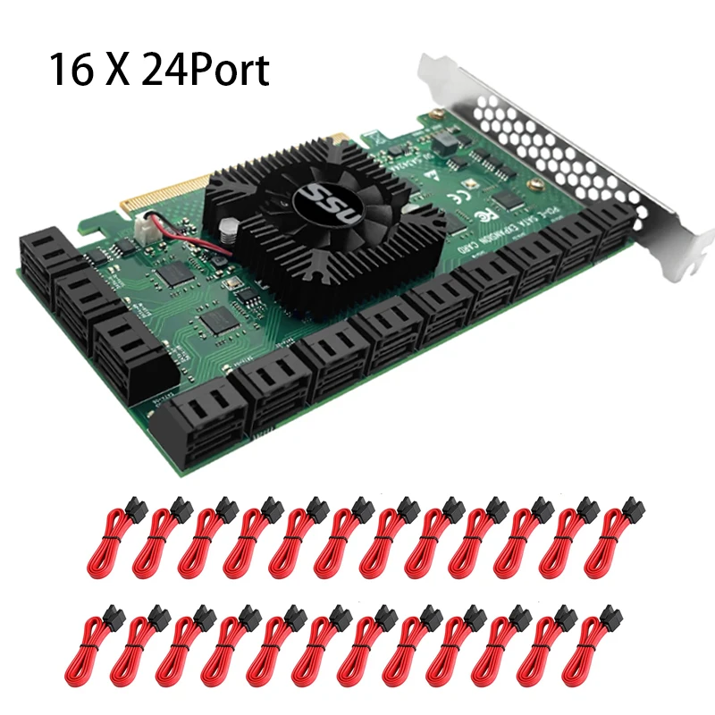 PCIE SATA Card 24 Port with Cables, 6 Gbps SATA 3.0 Controller PCI Express Expression Card Support SATA 3.0 Devices Chia Mining
PCIE SATA Card 24 Port with Cables, 6 Gbps SATA 3.0 Controller PCI Express Expression Card Support SATA 3.0 Devices Chia Mining