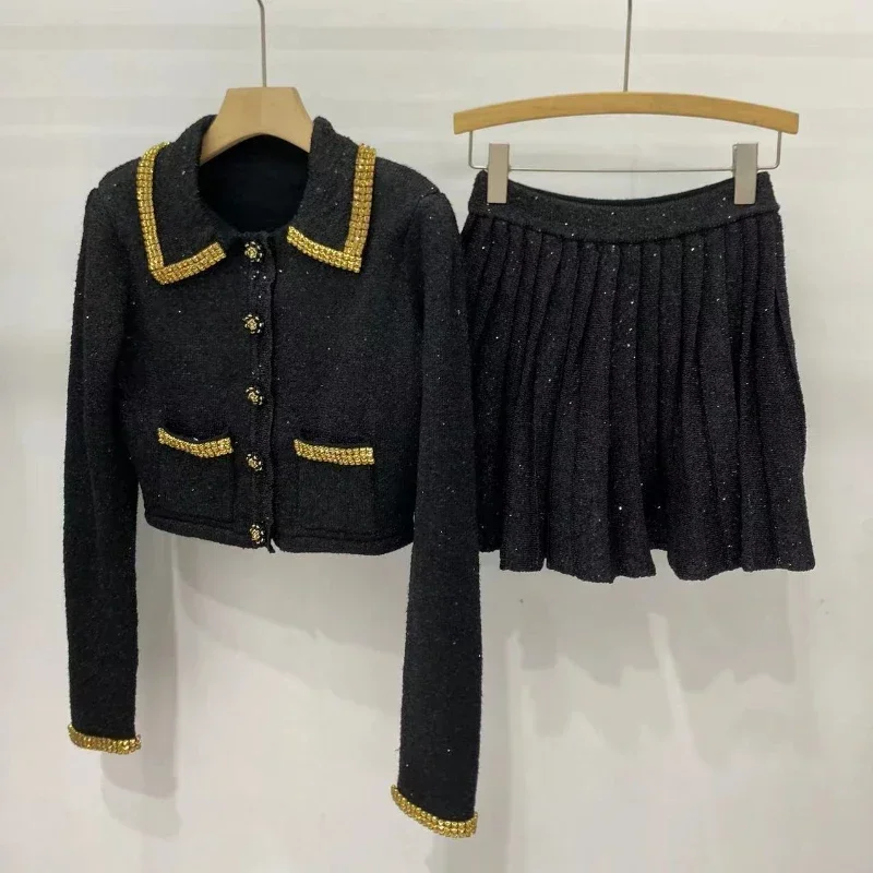 Women's Winter 2023 Two-Piece Suits Sequin Lapel Pearl Button Top or Slim Fit Knitted Pleated Skirt Women's Matching Sets
Women's Winter 2023 Two-Piece Suits Sequin Lapel Pearl Button Top or Slim Fit Knitted Pleated Skirt Women's Matching Sets
