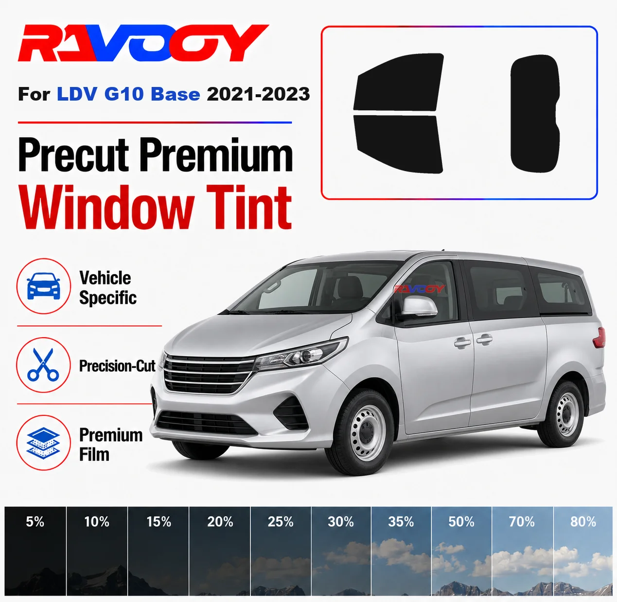 Premium Precut Window Tint Kit Front Windows Rear Windows Rear Windshield For LDV G10 Base 2021-2023 Car Solar Nano Ceramic Film
Premium Precut Window Tint Kit Front Windows Rear Windows Rear Windshield For LDV G10 Base 2021-2023 Car Solar Nano Ceramic Film
