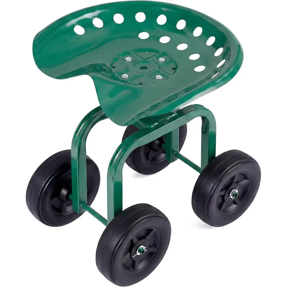 Green Rolling Garden Cart with 360° Swivel Seat for Outdoor Lawn and Planting
Green Rolling Garden Cart with 360° Swivel Seat for Outdoor Lawn and Planting