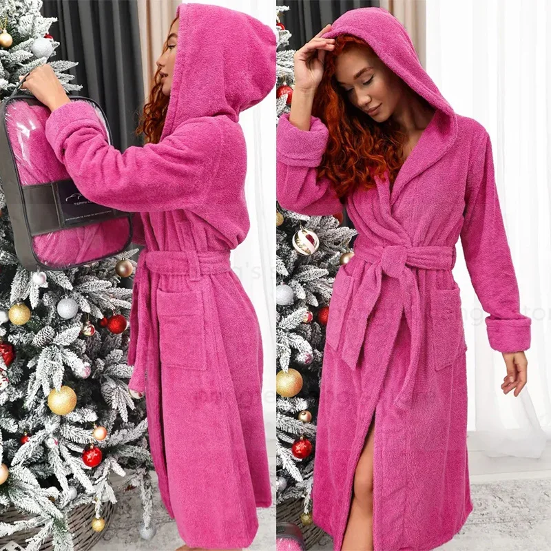 Новые халаты для душа с капюшоном для женщин, утепленная фланелевая одежда для сна, теплое кимоно, зима-осень, свободный халат с карманом, ночная рубашка
Новые халаты для душа с капюшоном для женщин, утепленная фланелевая одежда для сна, теплое кимоно, зима-осень, свободный халат с карманом, ночная рубашка