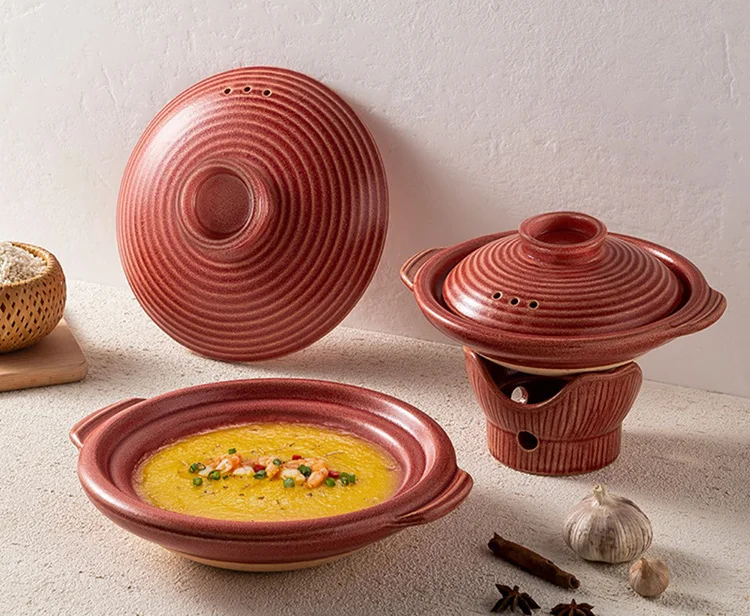 Vintage Traditional Red and Brown and Beige Earthenware Ceramic Casserole with Lotus Base Set, Multi-Capacity Stew Cooking Pot
Vintage Traditional Red and Brown and Beige Earthenware Ceramic Casserole with Lotus Base Set, Multi-Capacity Stew Cooking Pot