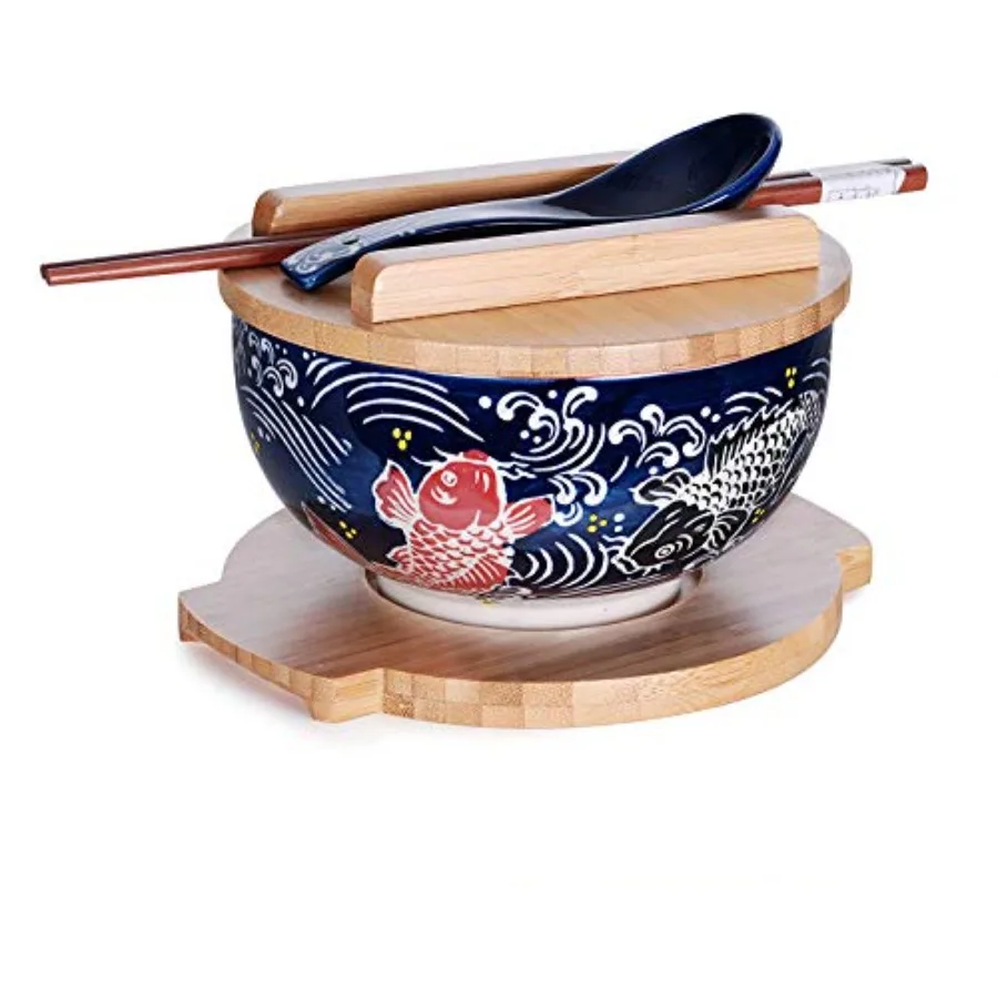 HSKM-KOIRB5, Japanese Kamameshi Vintage Style Rice Noodle Ramen Bowl with Bamboo Lid Trivet Chopsticks and Porcelain Spoon Bowl
HSKM-KOIRB5, Japanese Kamameshi Vintage Style Rice Noodle Ramen Bowl with Bamboo Lid Trivet Chopsticks and Porcelain Spoon Bowl