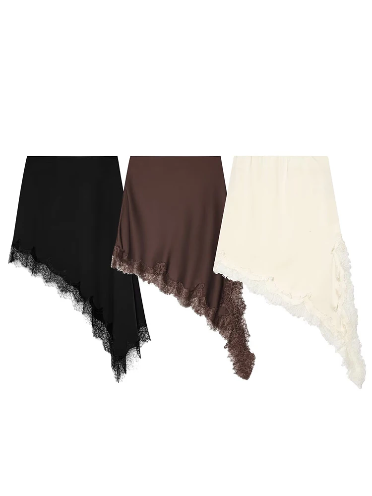 HH Sexy Women Asymmetrical Satin Lace Splice Skirts Summer Fashion Female Solid Patchwork Midi Skirt Elegant High Waist Skirts
HH Sexy Women Asymmetrical Satin Lace Splice Skirts Summer Fashion Female Solid Patchwork Midi Skirt Elegant High Waist Skirts