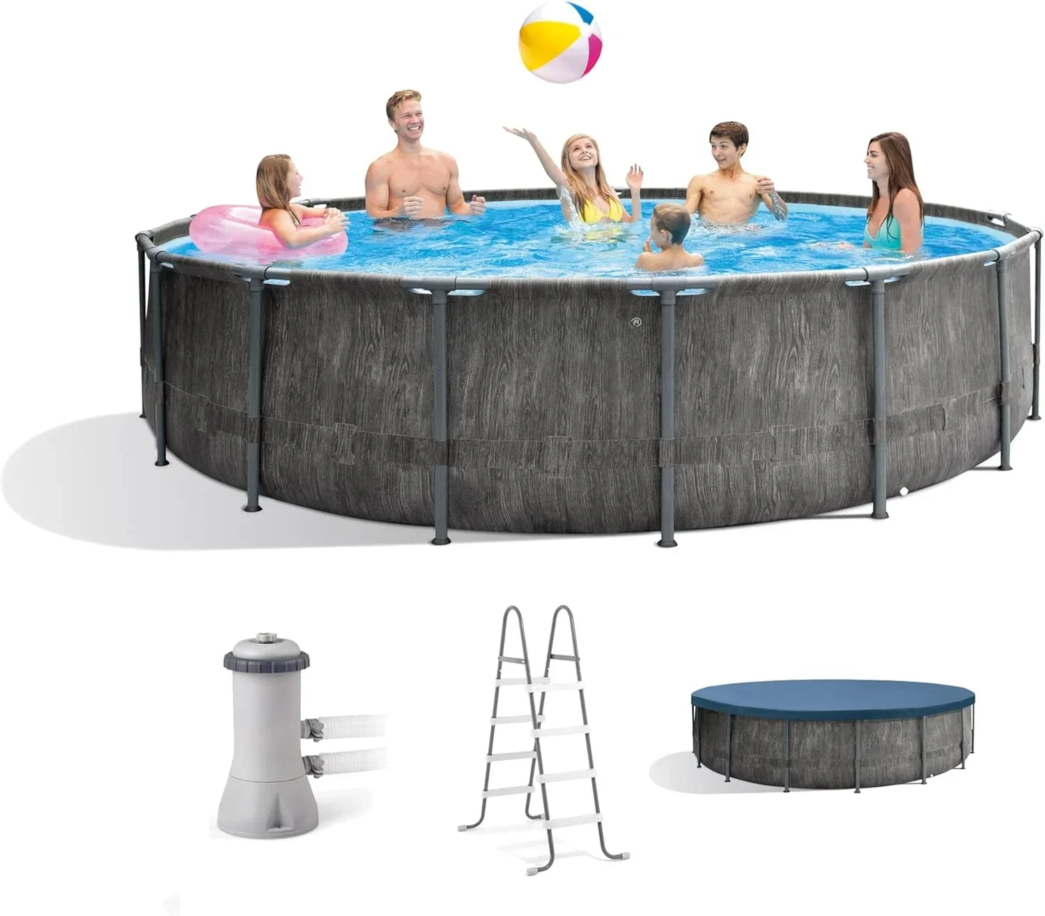 Prism Frame 15' X 48" Round Above Ground Outdoor Swimming Pool Set with 1000 GPH Filter Pump,Ladder, Ground Cloth,and Pool Cover
Prism Frame 15' X 48" Round Above Ground Outdoor Swimming Pool Set with 1000 GPH Filter Pump,Ladder, Ground Cloth,and Pool Cover
