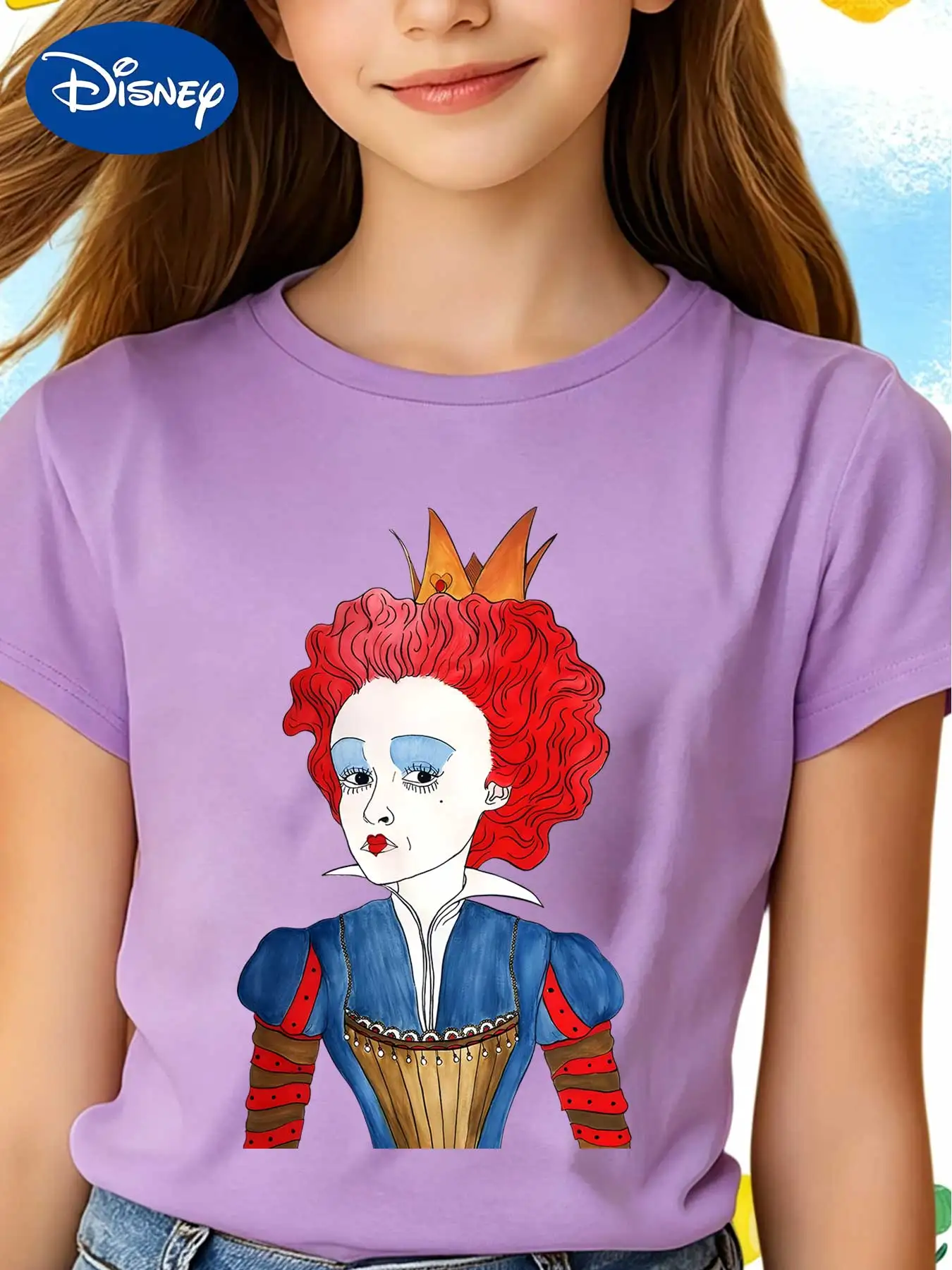 Детская футболка с короткими рукавами Disney Alice in Wonderland Red Queen, летняя свободная футболка для девочек
Детская футболка с короткими рукавами Disney Alice in Wonderland Red Queen, летняя свободная футболка для девочек