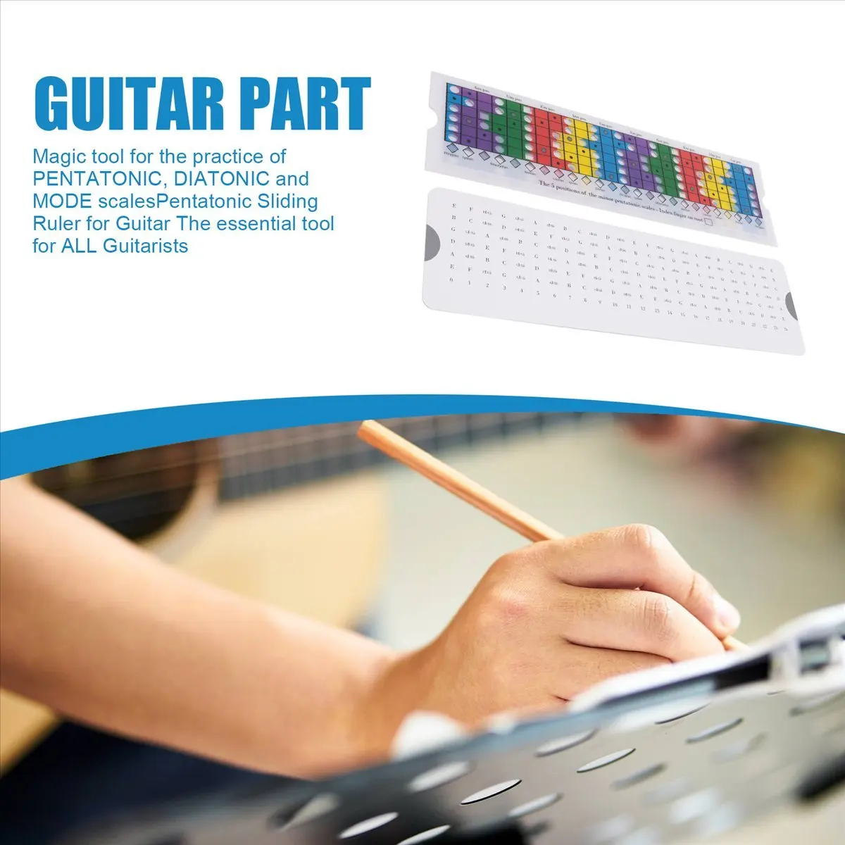 X08A Guitar Sliding Ruler for the Practice Of Pentatonic, Diatonic and Mode Scales/Pentatonic Sliding Ruler
X08A Guitar Sliding Ruler for the Practice Of Pentatonic, Diatonic and Mode Scales/Pentatonic Sliding Ruler