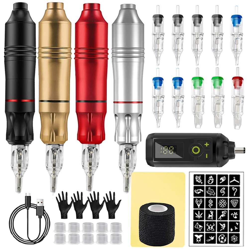 Wireless Tattoo Kit Rotary Cartridge Tattoo Machine Pen with 10pcs Cartridge Needles Accessories Set Tattoo Makeup Permanent Kit
Wireless Tattoo Kit Rotary Cartridge Tattoo Machine Pen with 10pcs Cartridge Needles Accessories Set Tattoo Makeup Permanent Kit