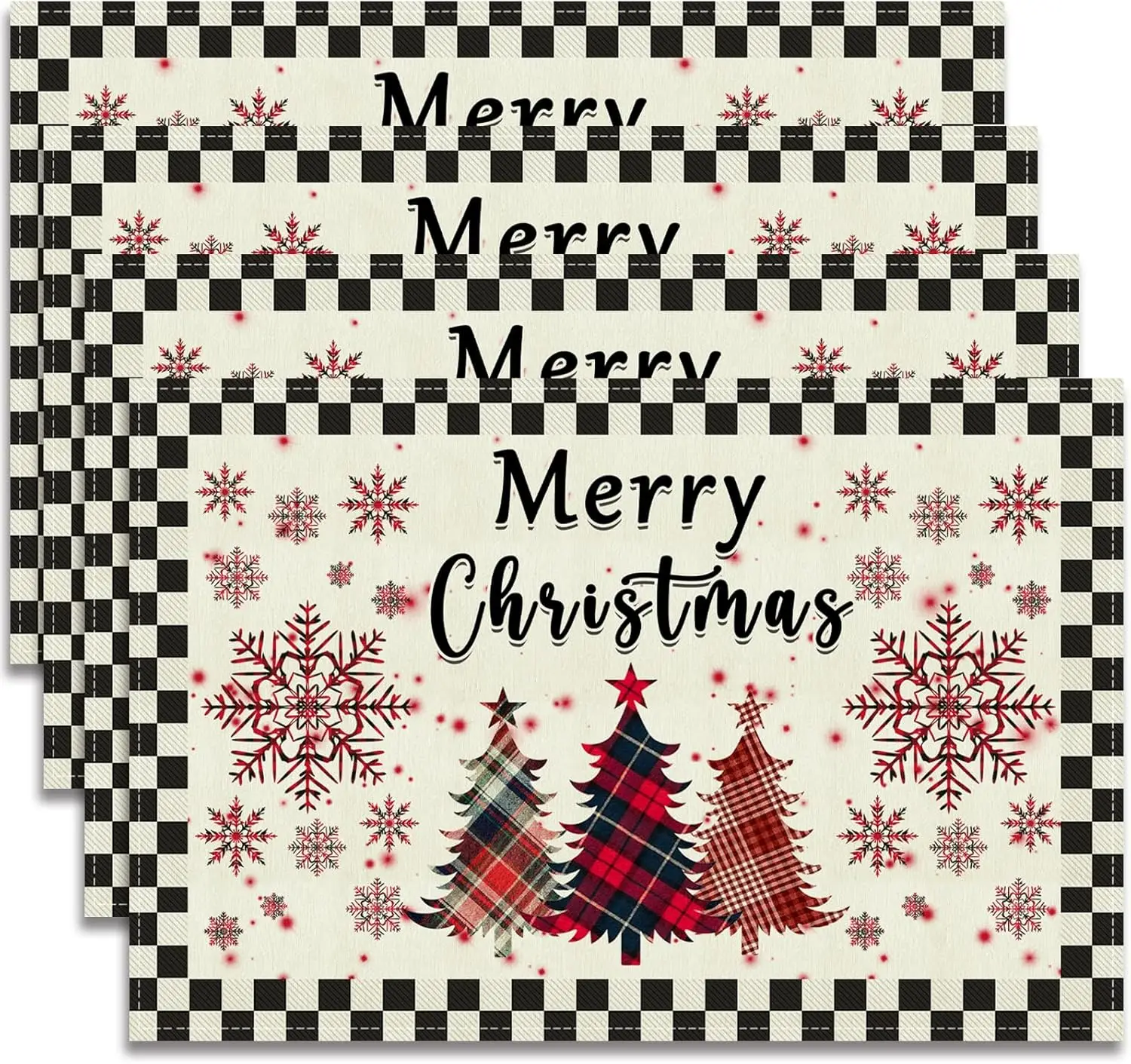 Christmas Decorations, Placemats Set of 4, 12x18in Linen Plaid Snowflakes Xmas Tree Table Mats, Winter Holiday Table Decor
Christmas Decorations, Placemats Set of 4, 12x18in Linen Plaid Snowflakes Xmas Tree Table Mats, Winter Holiday Table Decor