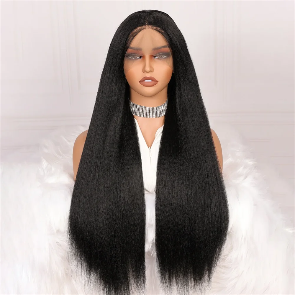 Yaki 26 inch Soft black 180 Density Kinky straight Lace Front Wig For Women With Baby Hair Synthetic Preplucked Glueless Daily
Yaki 26 inch Soft black 180 Density Kinky straight Lace Front Wig For Women With Baby Hair Synthetic Preplucked Glueless Daily