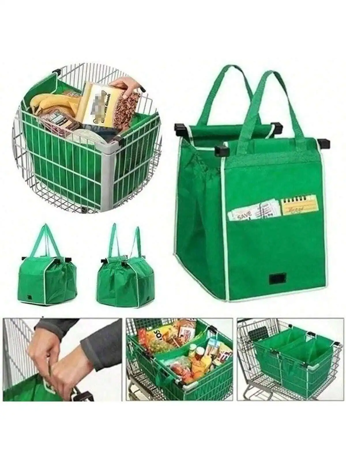 1pc Reusable Shopping Bags, Foldable Tote Supermarket Green Laundry Basket Shopping Durable Clips To Large Trolley Cart Pack,Su
1pc Reusable Shopping Bags, Foldable Tote Supermarket Green Laundry Basket Shopping Durable Clips To Large Trolley Cart Pack,Su