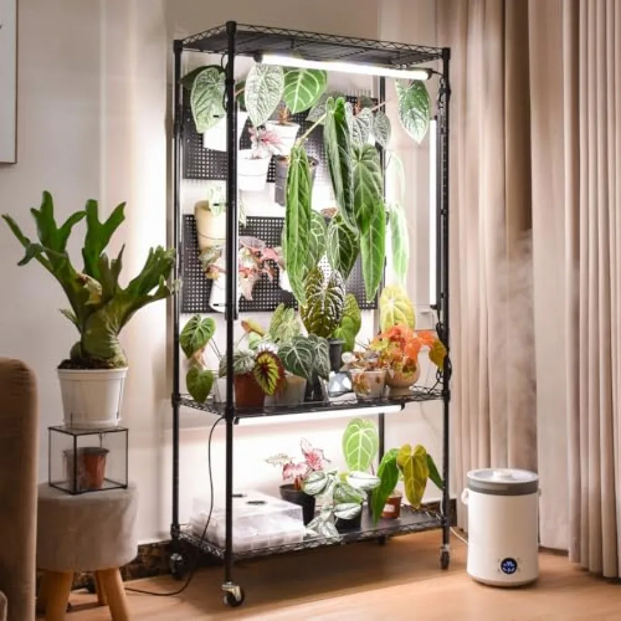 Plant Cabinet with Pegboard 3 Tier Plant Shelf with Grow Light Metal Plant Stand with 4 Pack 96W Grow Lights for Indoor Plant F
Plant Cabinet with Pegboard 3 Tier Plant Shelf with Grow Light Metal Plant Stand with 4 Pack 96W Grow Lights for Indoor Plant F