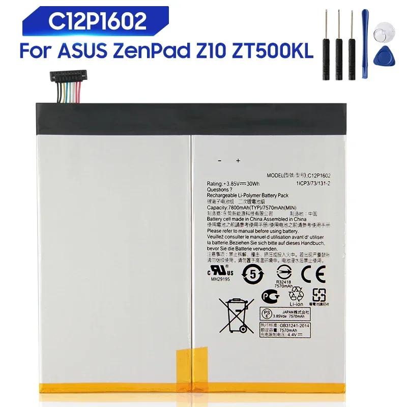 High-Quality New Replacement Battery For ASUS ZenPad Z10 ZT500KL C12P1602 Rechargable Li-ion Batteries 7800mAh With Free Tools
High-Quality New Replacement Battery For ASUS ZenPad Z10 ZT500KL C12P1602 Rechargable Li-ion Batteries 7800mAh With Free Tools