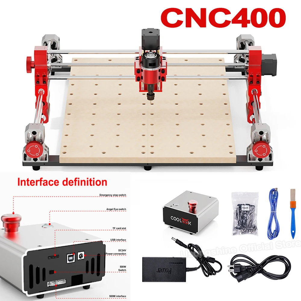 Гравировальный станок с ЧПУ CNC400 (400x400 мм) с функцией отключения шпинделя, управлением по Wi-Fi и автономным управлением GRBL, фрезерный станок
Гравировальный станок с ЧПУ CNC400 (400x400 мм) с функцией отключения шпинделя, управлением по Wi-Fi и автономным управлением GRBL, фрезерный станок