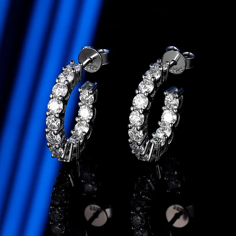 Handmade 3mm Moissanite Diamond Hoop Earring 100% Real 925 Sterling Silver Party Wedding Earrings for Women Engagement Jewelry
Handmade 3mm Moissanite Diamond Hoop Earring 100% Real 925 Sterling Silver Party Wedding Earrings for Women Engagement Jewelry