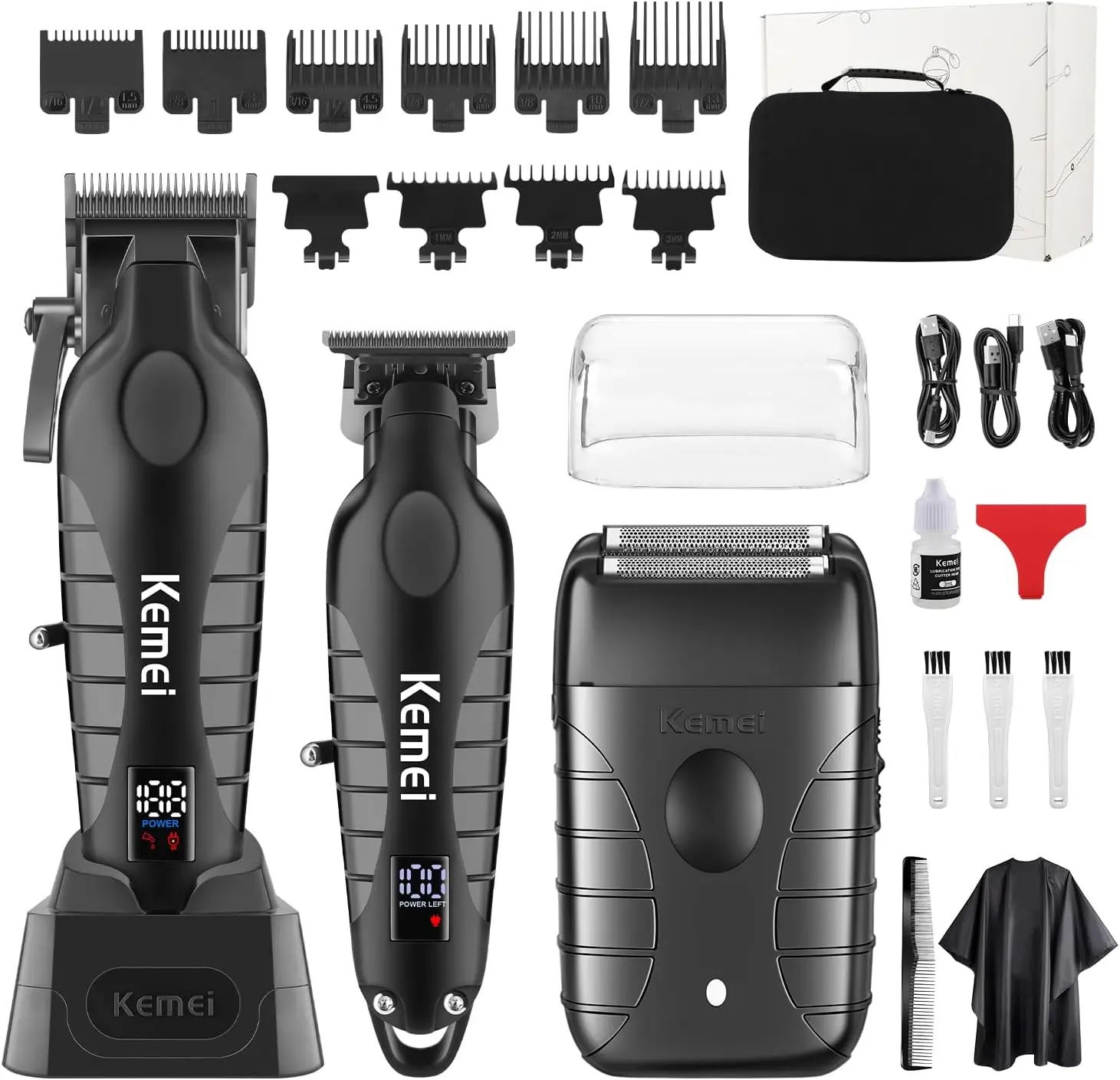 Professional Cordless Hair Clippers Set for Men, Rechargeable Trimmer & Shaver Kit with Adjustable Blades and 9 Combs
Professional Cordless Hair Clippers Set for Men, Rechargeable Trimmer & Shaver Kit with Adjustable Blades and 9 Combs
