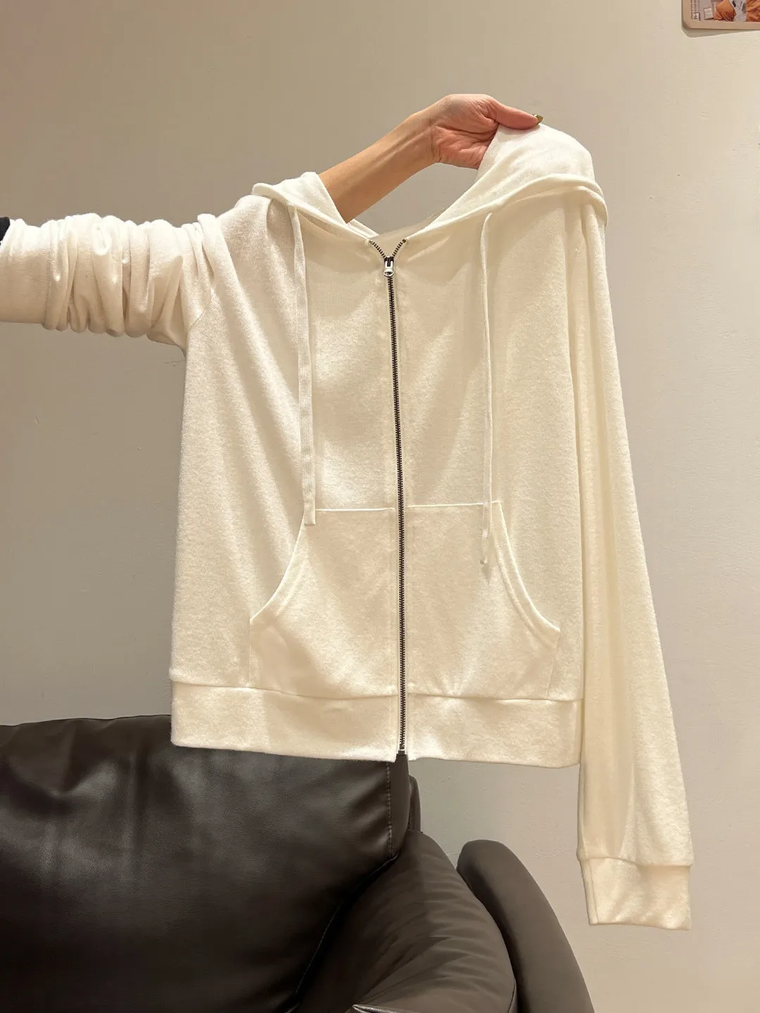 Korean Style Zipper Design Long Sleeve Hoodie Jacket Women's Early Spring Thin Drawstring Slim Fit Open Cardigan Top
Korean Style Zipper Design Long Sleeve Hoodie Jacket Women's Early Spring Thin Drawstring Slim Fit Open Cardigan Top