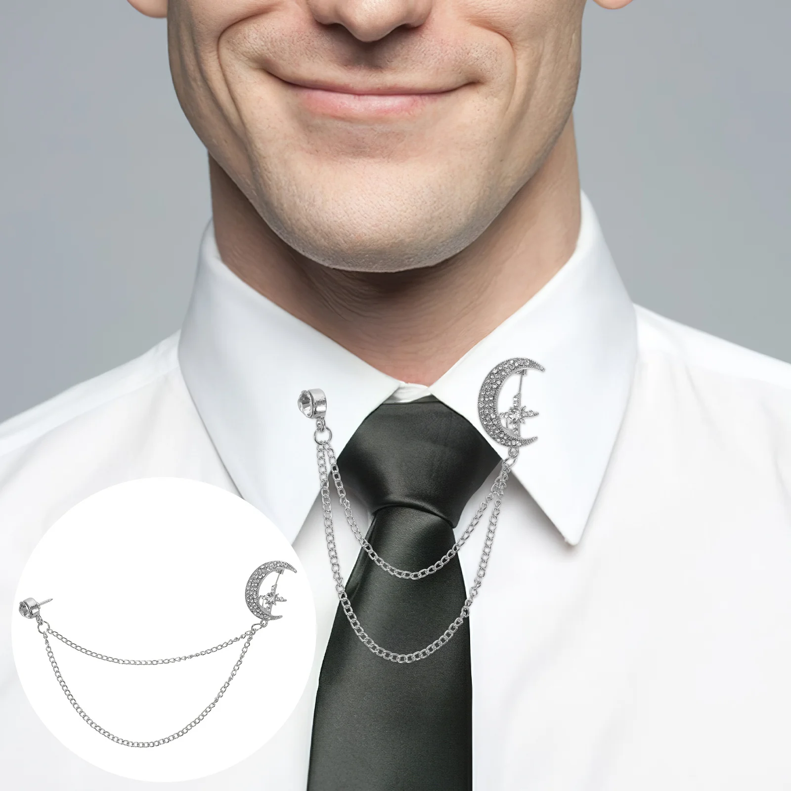 Vintage Brooch Pin Moon Design Rhinestone Long Chain Lapel Pin For Women Suit Scarf Shawl Clothing Accessory Silver
Vintage Brooch Pin Moon Design Rhinestone Long Chain Lapel Pin For Women Suit Scarf Shawl Clothing Accessory Silver