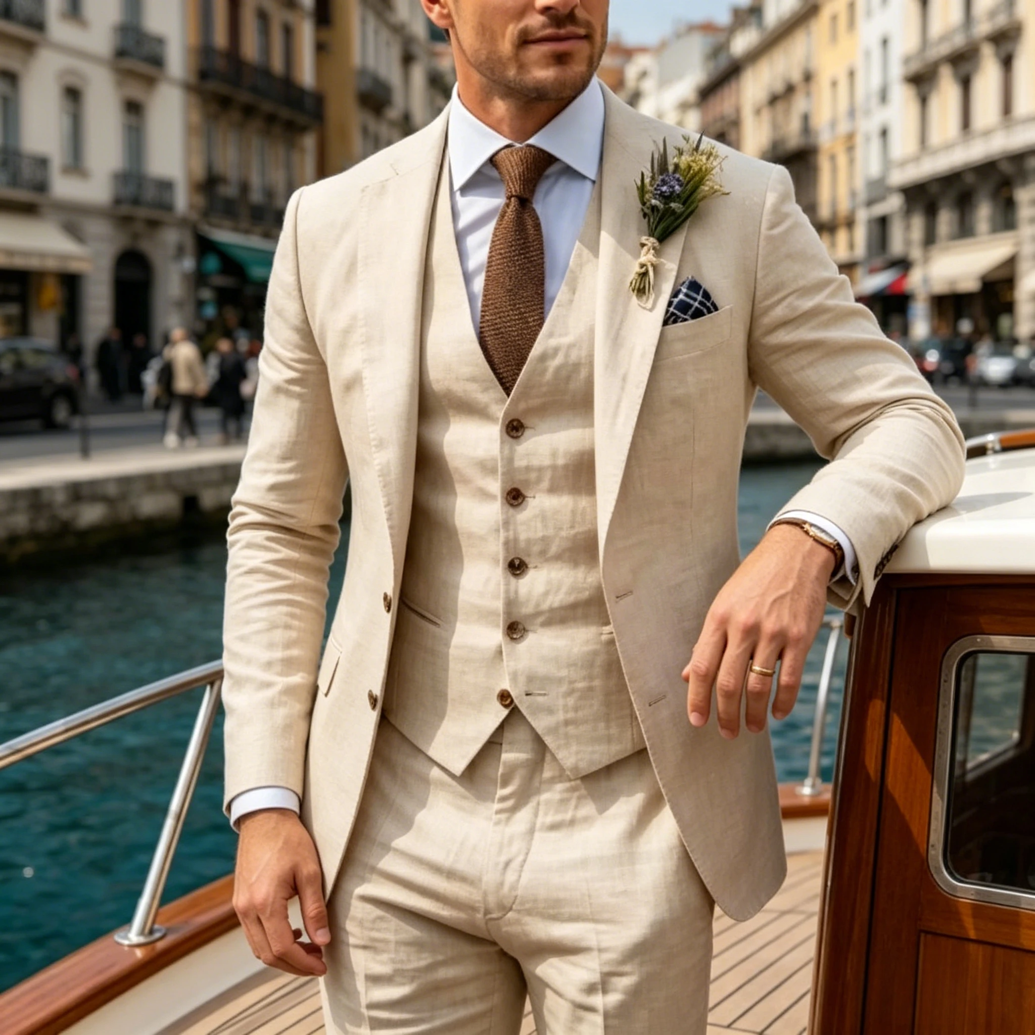Beige Linen Men Suit 3 Piece Single Breasted Slim Formal Wedding Groom Tuxedo Blazer Pants Vest For Beach Party Business Casual
Beige Linen Men Suit 3 Piece Single Breasted Slim Formal Wedding Groom Tuxedo Blazer Pants Vest For Beach Party Business Casual