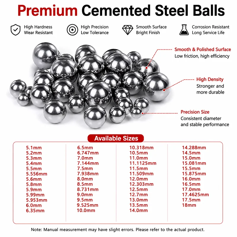Cemented Carbide Alloy Steel Ball High Precision Solid Smooth Bearing Balls Dia 5.1mm-18mm Industrial Wear-resistant Parts
Cemented Carbide Alloy Steel Ball High Precision Solid Smooth Bearing Balls Dia 5.1mm-18mm Industrial Wear-resistant Parts