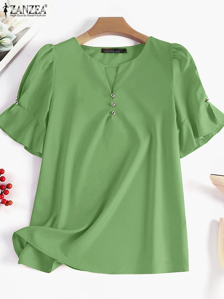 ZANZEA Summer Elegant O Neck Short Sleeve Shirt 2025 Women Solid Work OL Blouse Casual Holiday Beach Tunic Tops Loose Blusas
ZANZEA Summer Elegant O Neck Short Sleeve Shirt 2025 Women Solid Work OL Blouse Casual Holiday Beach Tunic Tops Loose Blusas