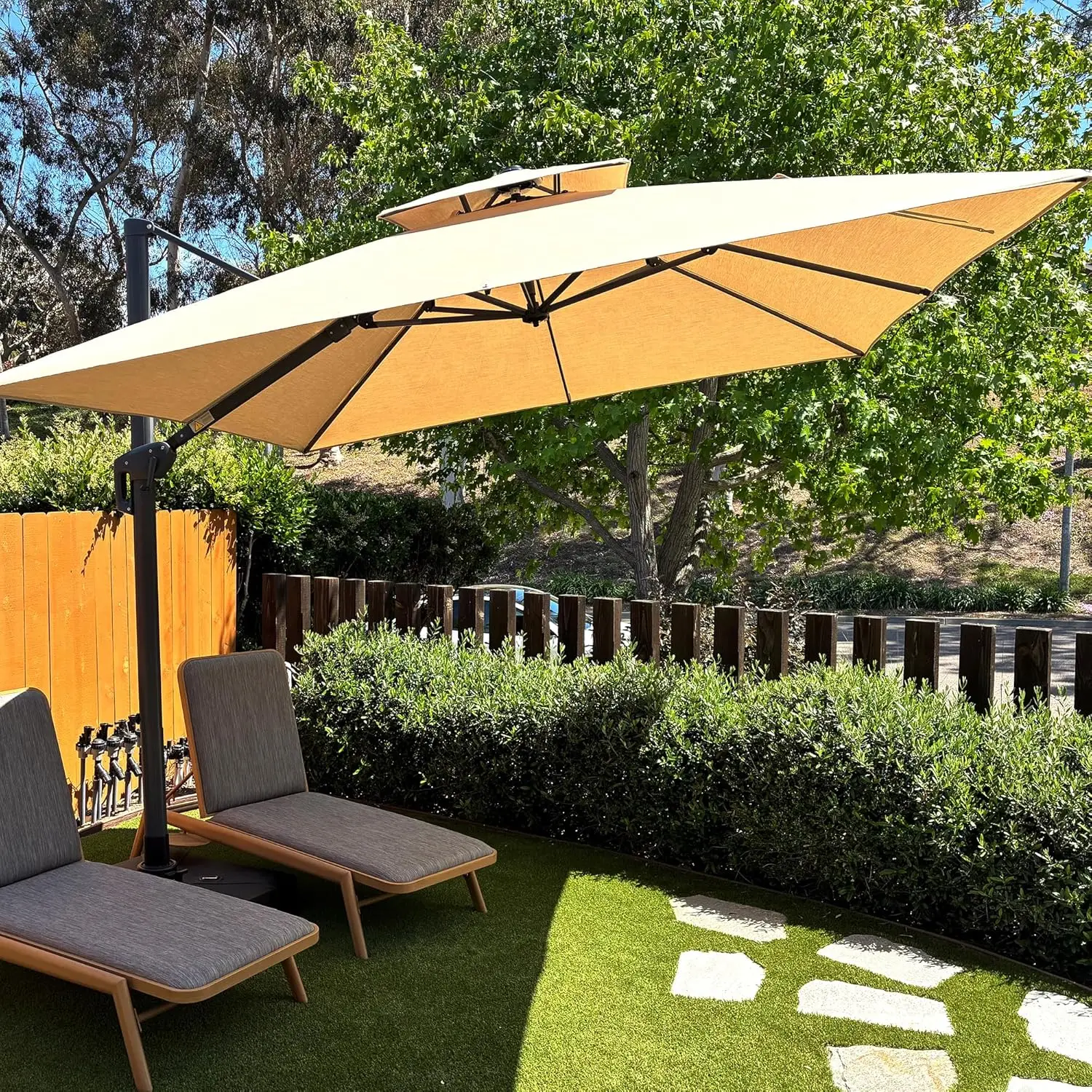LEAF 10 Feet Sunbrella Cantilever Umbrella Outdoor Double Top Large Offset Hanging 360° Rotation Square Umbrella for Garden Pat
LEAF 10 Feet Sunbrella Cantilever Umbrella Outdoor Double Top Large Offset Hanging 360° Rotation Square Umbrella for Garden Pat
