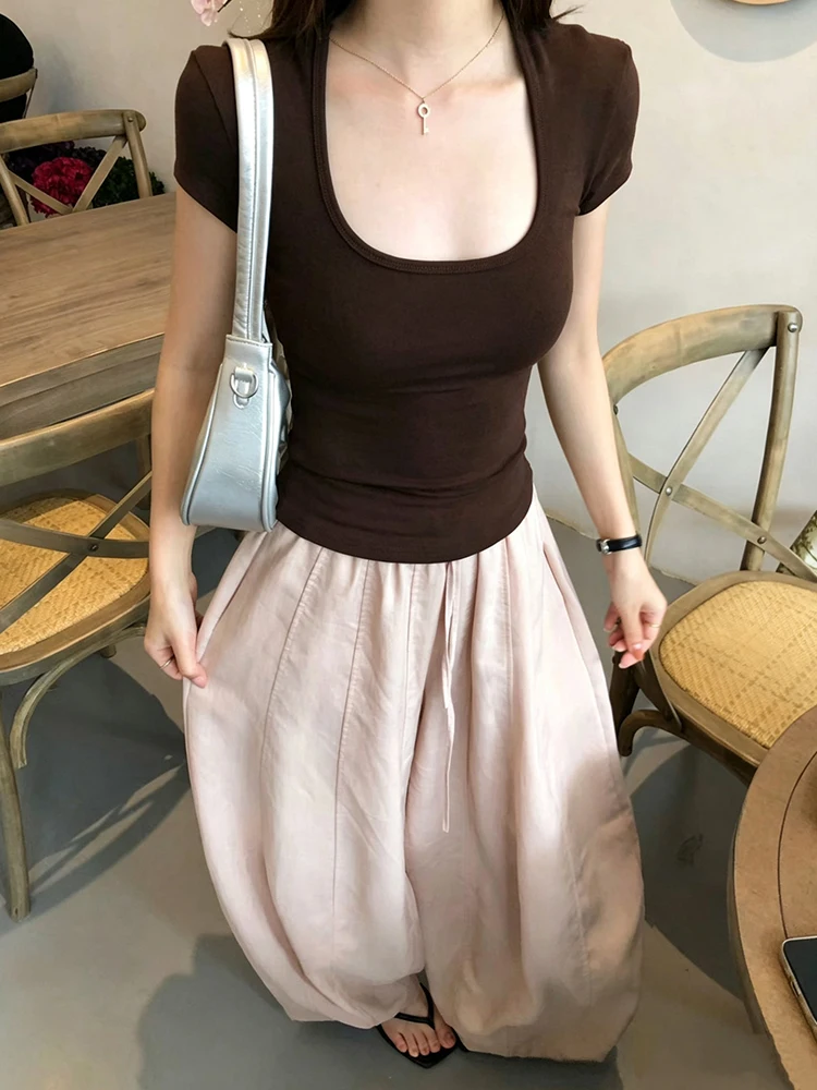 Casual Summer Two-Piece Set Women's Slim Fit Short Sleeve T-Shirt Wide Leg Pants Fashionable Casual Outfit Pure Color Design
Casual Summer Two-Piece Set Women's Slim Fit Short Sleeve T-Shirt Wide Leg Pants Fashionable Casual Outfit Pure Color Design