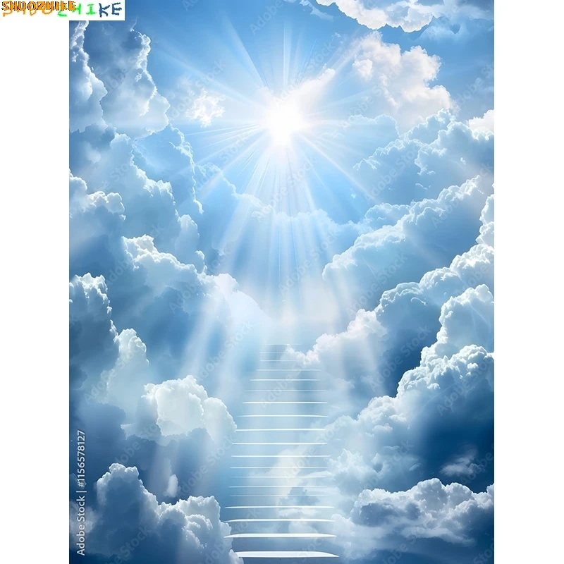 Radiant Sun Rays Staircase Vivid Rainbow Blue Sky Photography Backdrops White Clouds Stairway Heaven Path Photo Background TK-01
Radiant Sun Rays Staircase Vivid Rainbow Blue Sky Photography Backdrops White Clouds Stairway Heaven Path Photo Background TK-01